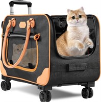 Large Cat Carrier wWheels Rolling Cat CarrierBk/Or