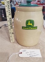 old stoneware crock John Deere cookie jar