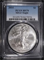 2014 AMERICAN SILVER EAGLE PCGS MS70