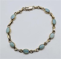 14K Yellow Gold WRE Signed Opal Link Bracelet