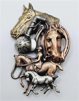 Mixed Metal Horse Brooch