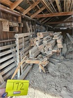 shed full of 2x6s, 2x4s, 1x8s, tires, (4) wagons,