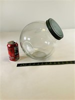 Vintage glass cookie jar w/ lid