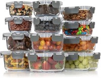 R1128  Glass Food Storage Containers, Hinged Locki