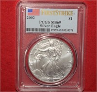 2002 Silver Eagle Dollar-First Strike  MS69  PCGS