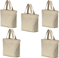 5-PACK CANVAS HEAVY NATURAL TOTE BAG