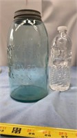 Vintage Aqua Swayzee’s Improved Mason Jar #22 w/