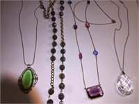 4 GLASS NECKLACES