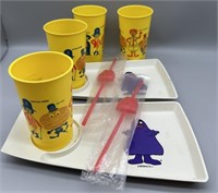 Vintage McDonalds Snack Trays, Straws and Cups