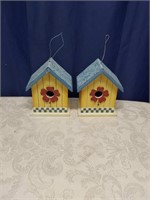 2 Small Wood Birdhouses with