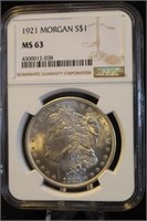 1921 MS63 Morgan Silver Dollar