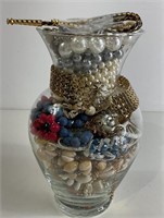 Vase Of Costume Jewelry