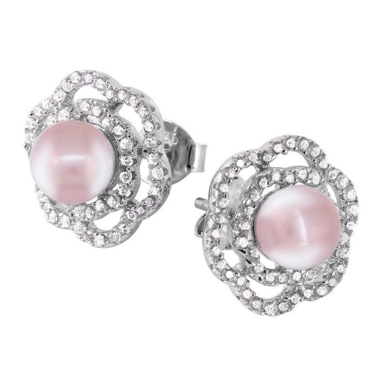 Sterling Silver Flower Fresh Water Pearl Earrings