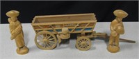 Wooden Carved Figurines & California Travel Cart
