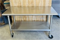 Stainless Steel Table on Wheels, 4ft x 2ft x 29”h
