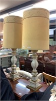 2 GOLD GILT ITALIAN LAMPS WITH SHADES -