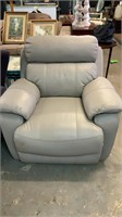 GREY FULL LEATHER ELECTRIC RECLINER CHAIR