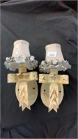 PAIR OF FRENCH STYLE WALL BOW LIGHT FITTINGS