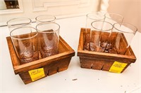 (8) Gold Luster Champagne Glasses in Wooden