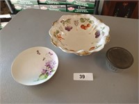 Decorative Bowl, Plate & Glass Dish w/ Lid