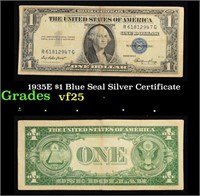 1935E $1 Blue Seal Silver Certificate Grades vf+