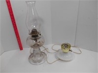 Oil Lantern and Milk Glass Lamp