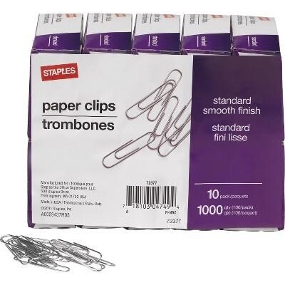 $11  Staples #1 Size Paper Clips 1 000/Pack 472480