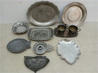Asst pewter and silver plate items