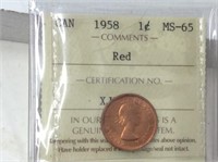 1958 1 Cent Iccs Certified Ms-65