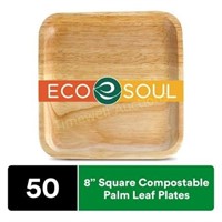 ECO SOUL 8 Compostable Palm Leaf Plates  50 Count