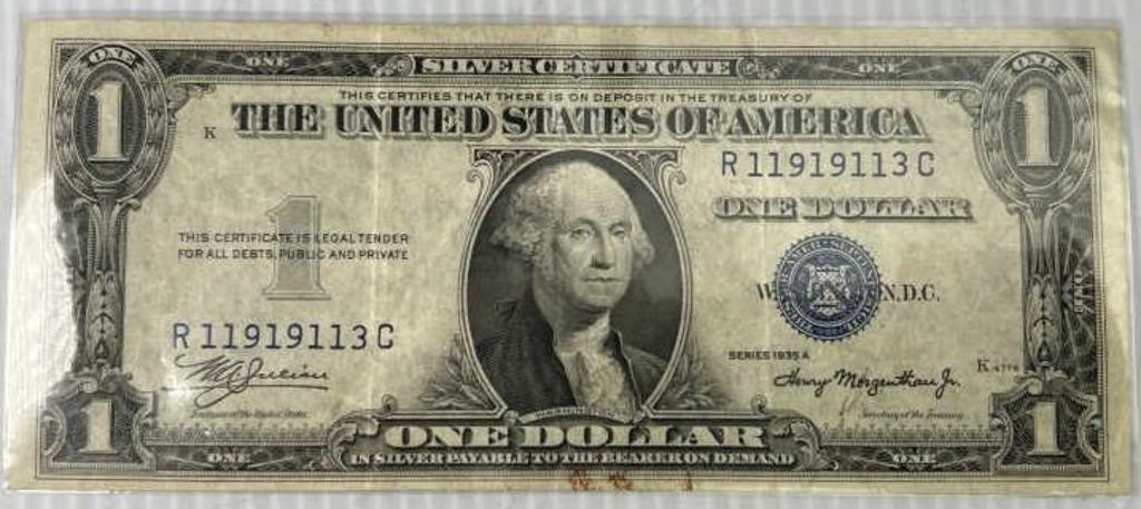 1935 A One Dollar Blue Seal Silver Certificate