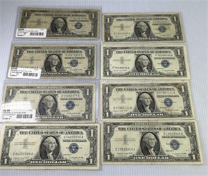 (8) 1957A  1 Dollar Blue Seal Silver Certificates