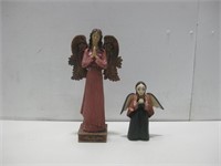 Two Angel Art Statues Tallest 14"