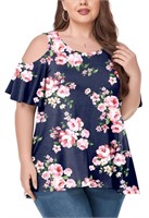 C843  JuneFish Cold Shoulder Tunic Top, Plus Size.