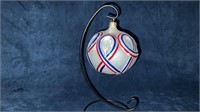 Red White Blue Ribbon Globe Ornament