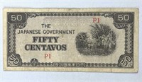 1942 Philippines 50 Centavos Note, Japan Gov't