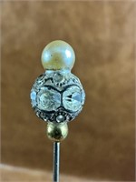 Victorian Pearl and Gemstone Stick Pin