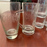 Etched Glass Pitcher & Drinking Glasses