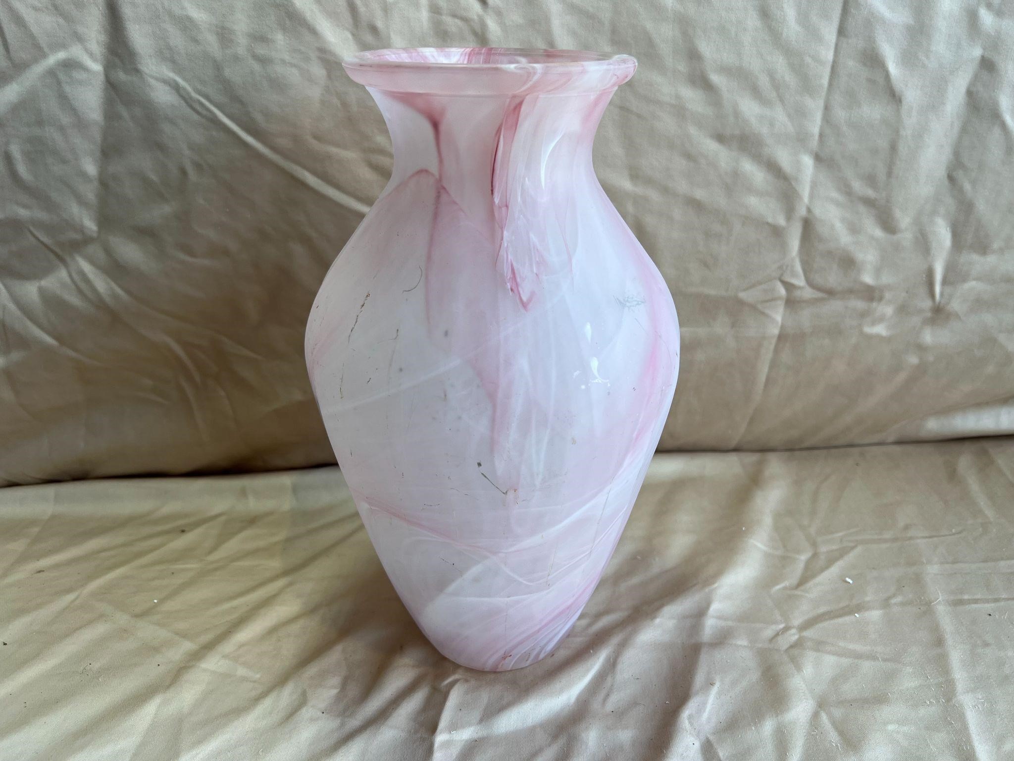 Pink and White Marble Coloring Vase