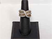 Vermeil/.925 Sterling CZ Twisted Ring Sz 5.5