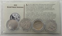 (4) 2018 BREAST CANCER AWARENESS SILVER COINS