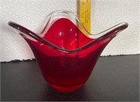 Red Glass Art Bowl