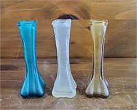 VTG Satin Glass Bud Vases