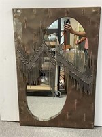 Brutalist '70s Metal Framed Wall Mirror