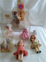 Bisque & plastic dolls, display cases