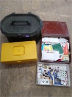 Filled Sewing accessory baskets/boxes,