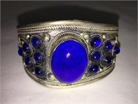 Cuff Bracelet With Blue Stones