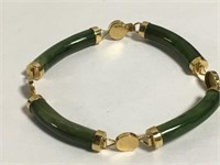 * Jade And Gold Filled Bracelet