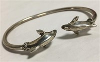 Sterling Silver Dolphin Cuff Bracelet