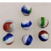 Marbles: Lot Of 7 Marble King, 3 Color Rainbows